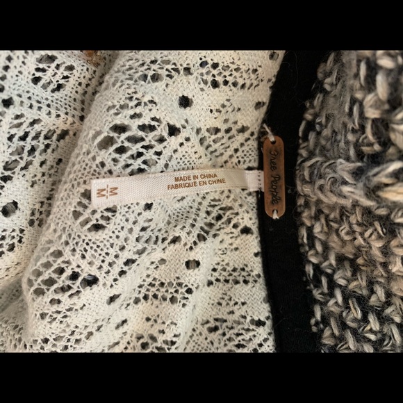 Free People Long Oversize Gray Boho Comfortably Hooded Sweater M - Picture 6 of 7